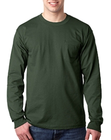 Bayside Adult 6.1-ounce., 100% Cotton Long Sleeve Pocket T-Shirt