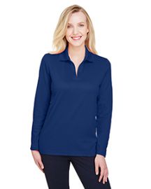 Devon & Jones CrownLux Performance Ladies' Plaited Long Sleeve Polo