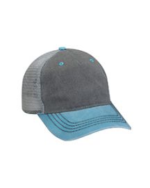 Adams Pigment-Dyed Twill & Mesh 5 Panel Trucker Cap