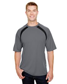 A4 Men's Spartan Short Sleeve Color Block Crew Neck T-Shirt