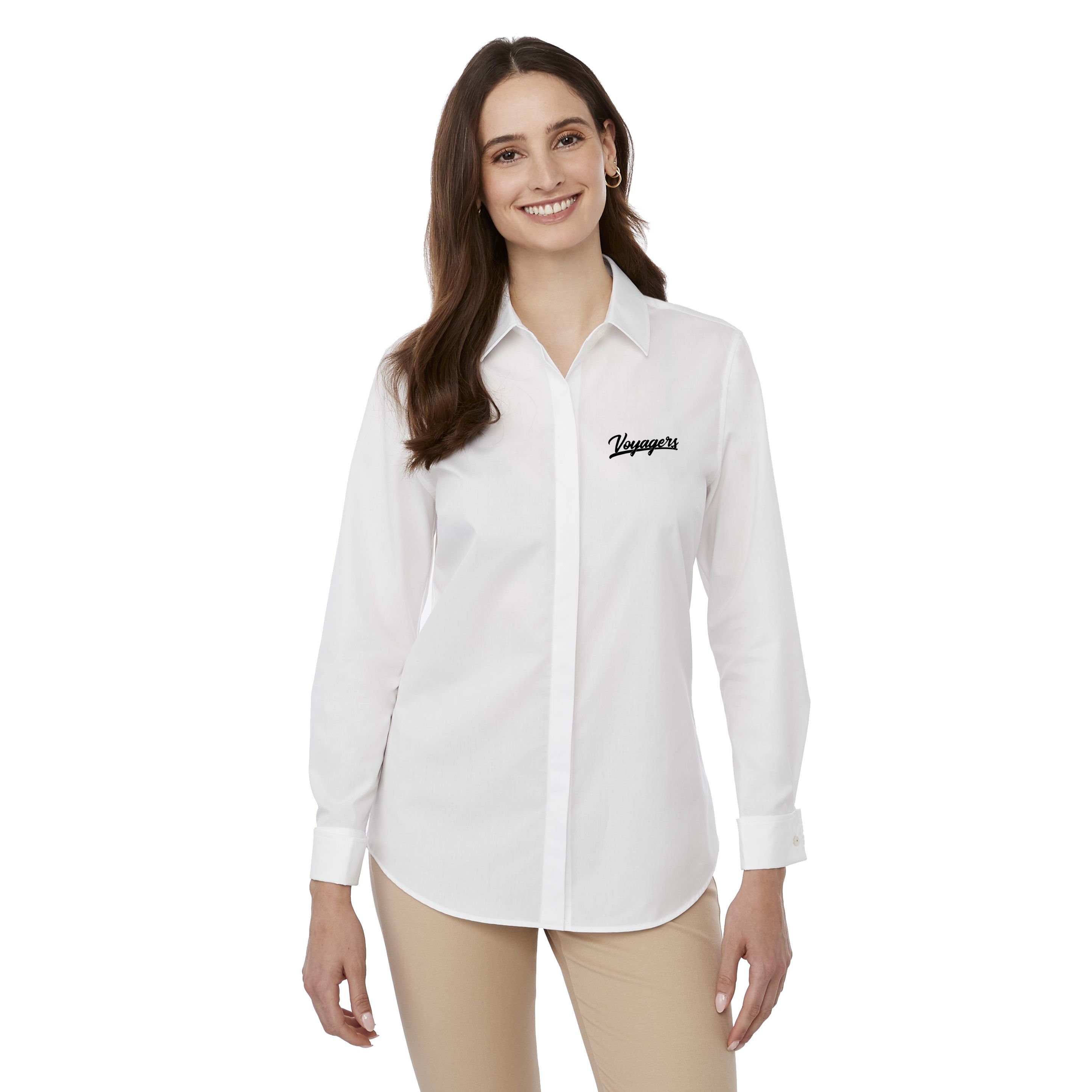 UNTUCKit Women's Tracey 100% Cotton Long Sleeve Button Up Dress Shirt