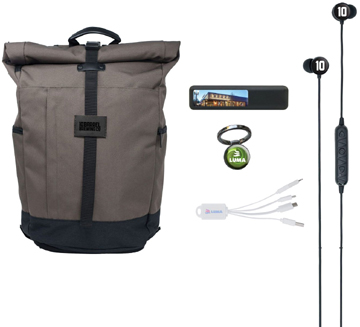 El Dorado Smart Backpack, Budsies Wireless Earbudss, Power Bank,Connector Cord, SpinSocket Gift Set -  14" W x 25" H